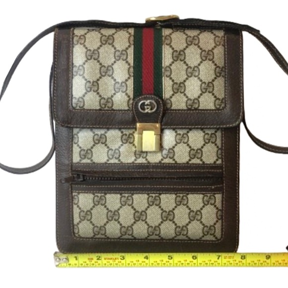 M Authentic GUCCI Ophidia Sherryline Brown Leather Coated Canvas Messenger Bag - Picture 13 of 17